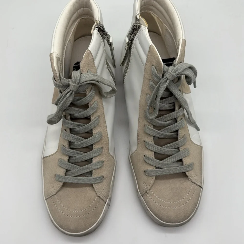 Sam Edelman Avon High-Top Leather & Suede Sneakers in White Size 8.5